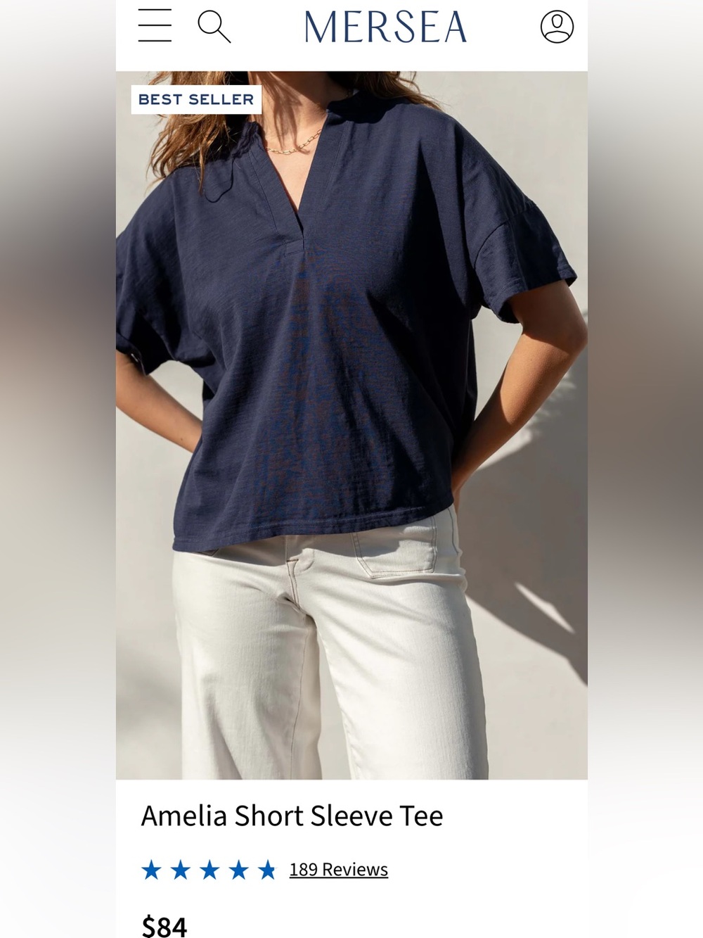 Mersea Amelia Short Sleeve Tee - Navy